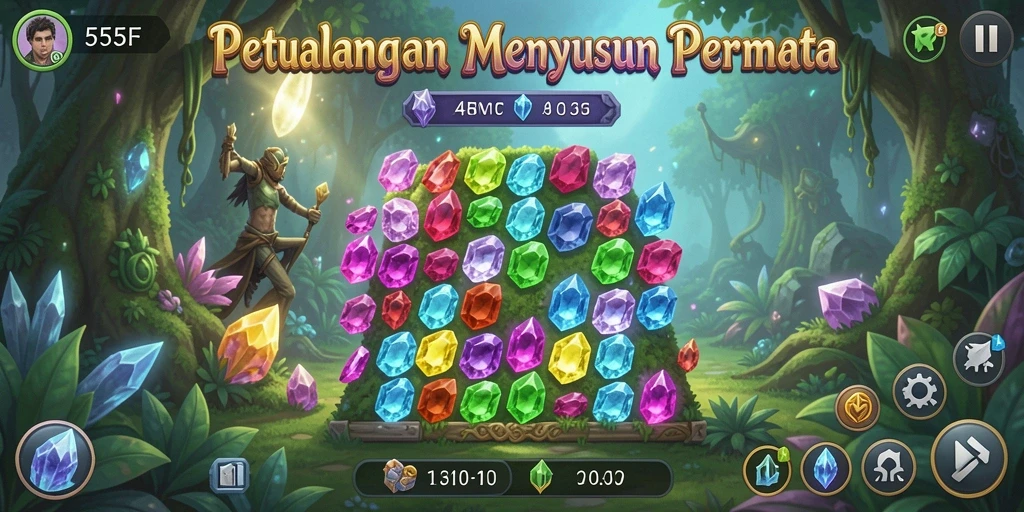Tampilan keren dari gameplay 555F yang penuh warna dan tantangan.
