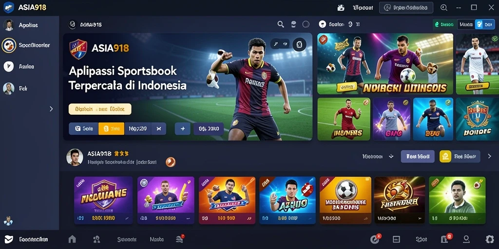Tampilan utama ASIA918 dengan berbagai pilihan taruhan olahraga.