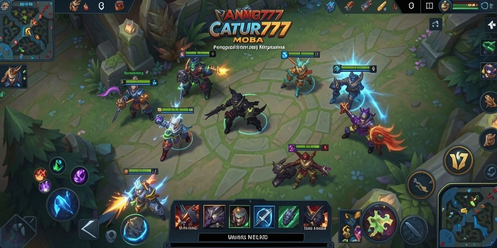 Screenshot menunjukkan aksi seru dalam permainan MOBA CATUR777.