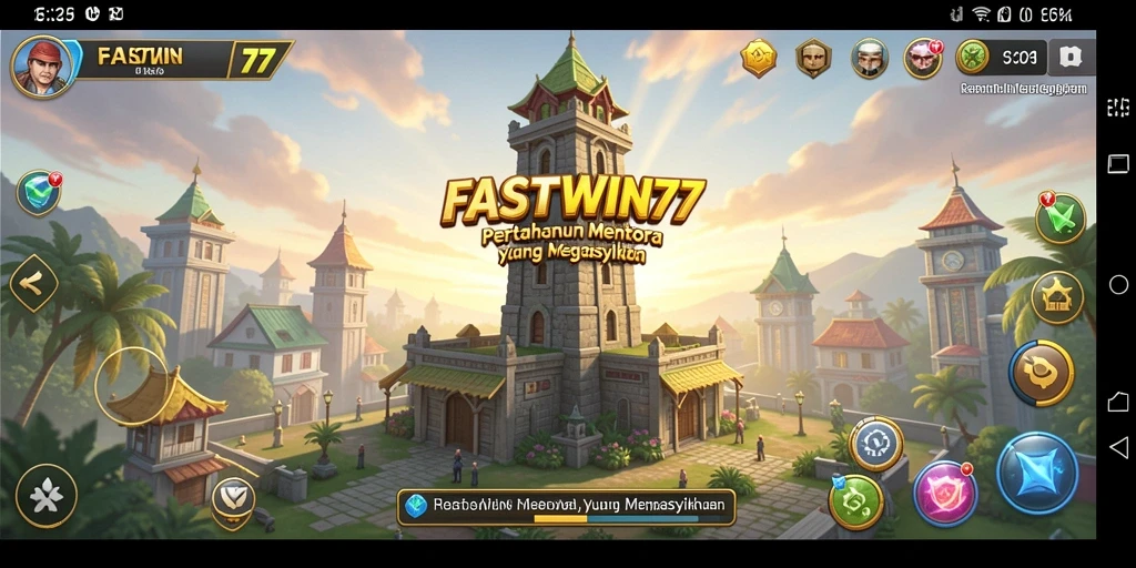 Tangkapan layar menunjukkan aksi seru dalam FASTWIN77 saat mempertahankan menara.