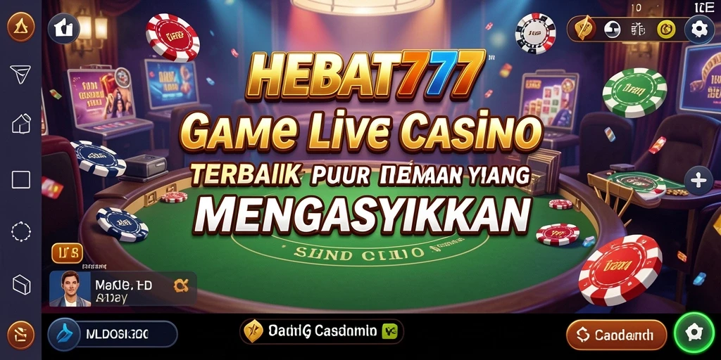 Tampilan gameplay HEBAT777 dengan dealer langsung di meja kasino.