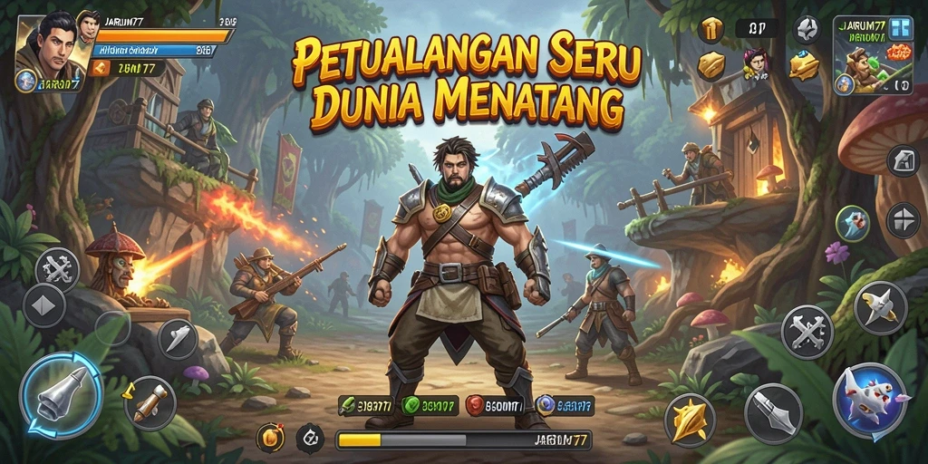Screenshot gameplay JARUM77 yang menunjukkan aksi petualangan mendebarkan.