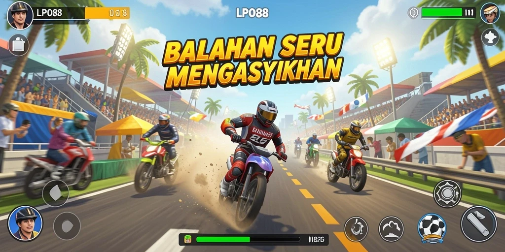 Screenshot gameplay LPO88 yang menampilkan balapan seru.