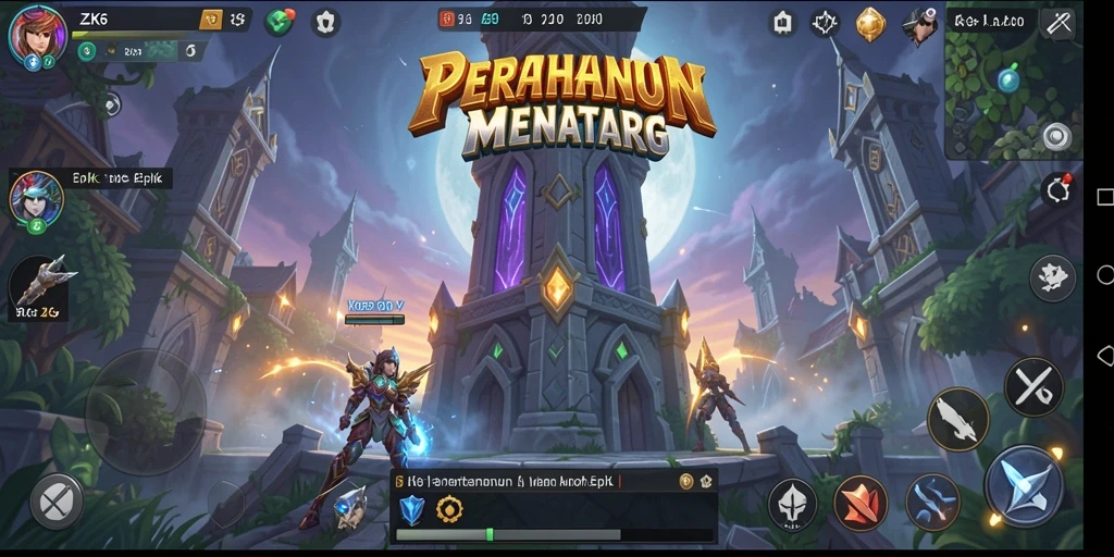 Tampilan gameplay menara yang menegangkan dan seru.